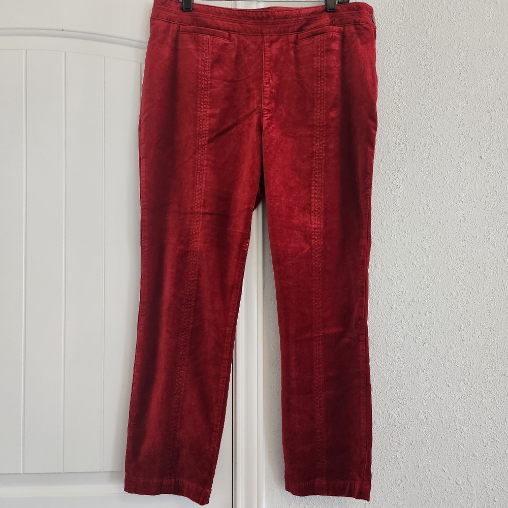 Anthropologie Red Velvet Slim Pants Size 14